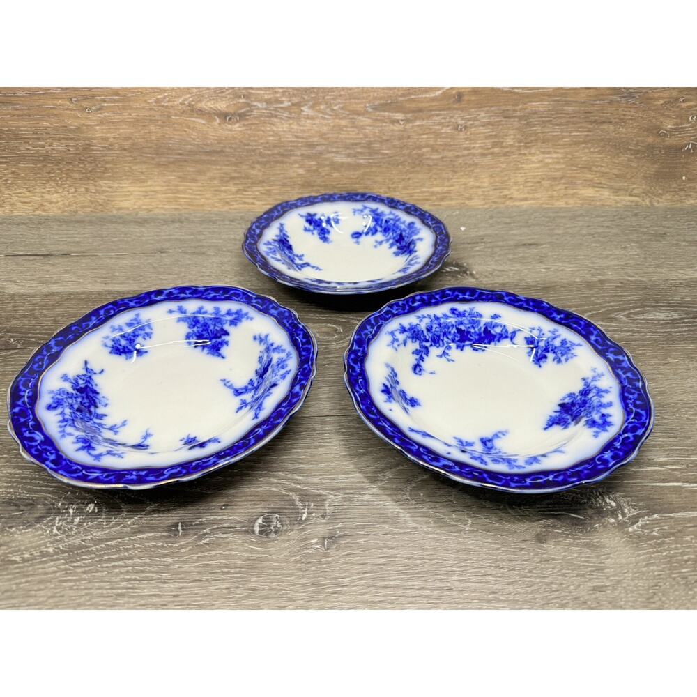 TOURAINE LUNCH PLATES 8 3/4" Stanley Pottery ENGLAND Porcelain Gold Trim ~3 Pc